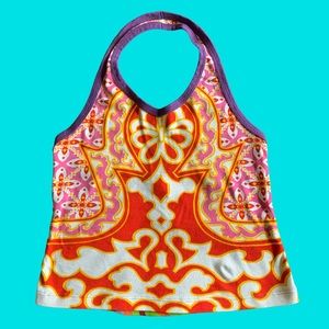 Vintage Y2K Graphic Halter Top L